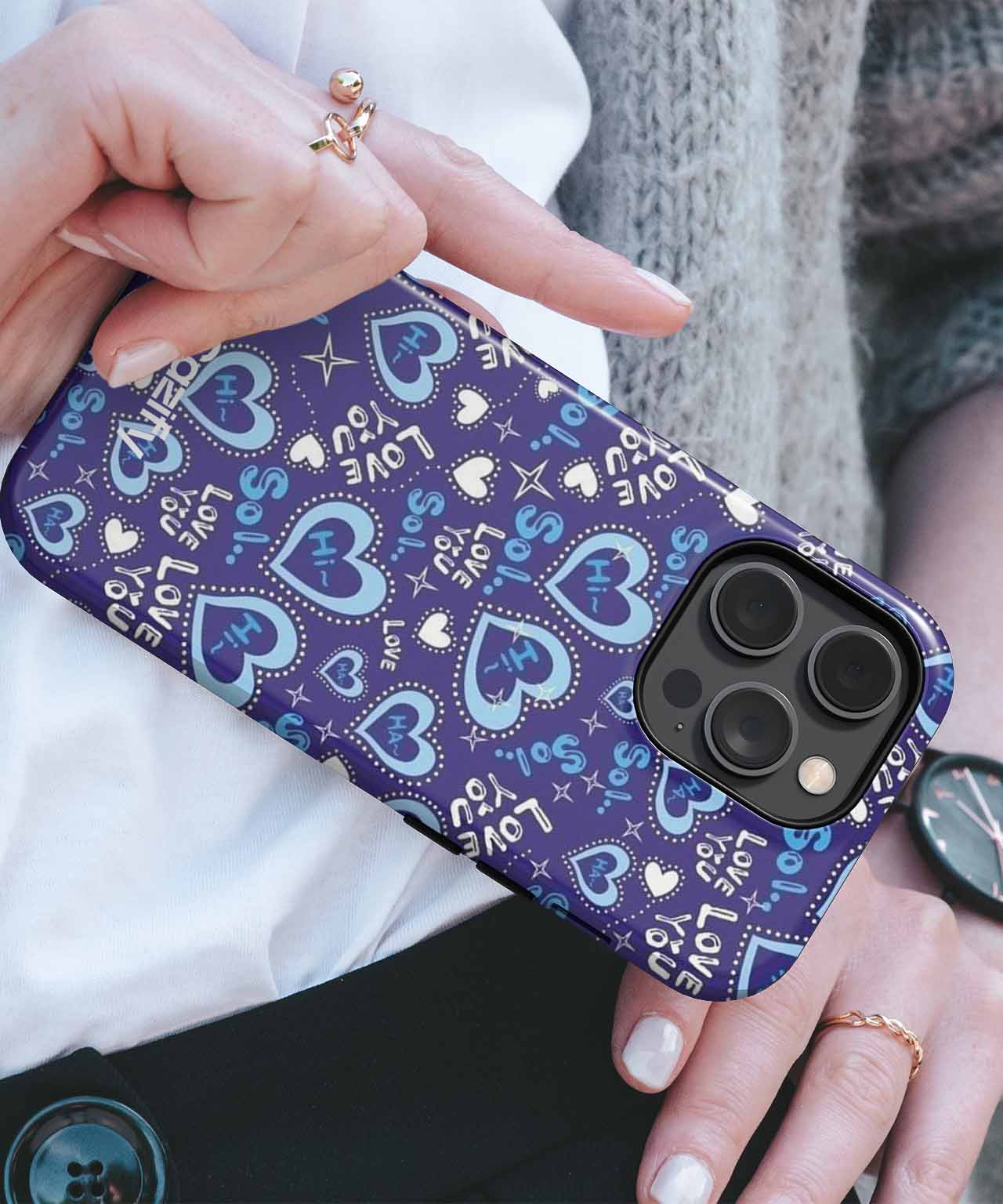 Whimsical Blue Hearts Overflowing with Love iPhone case Case Cazify - Delivery Canada