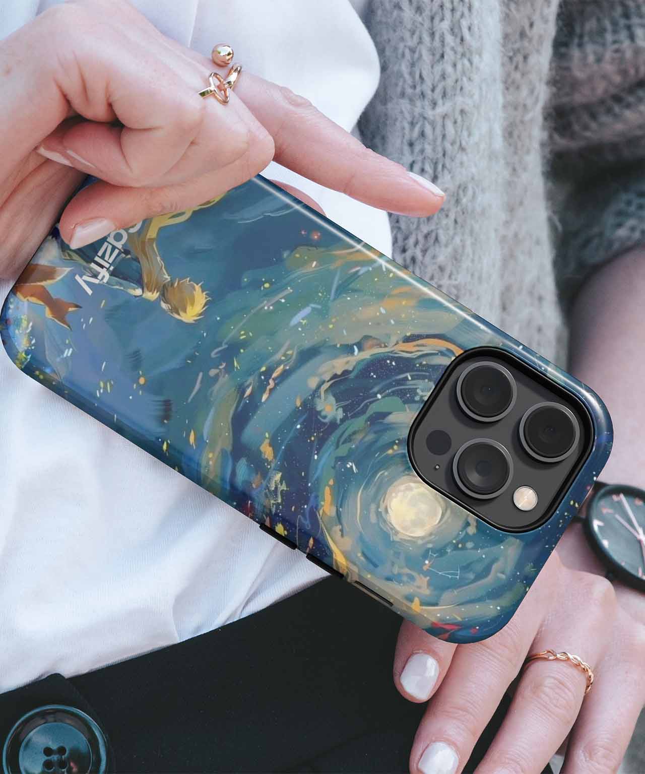 Whimsical Boy with Fox Under Stardust iPhone case Case Cazify - Delivery Canada
