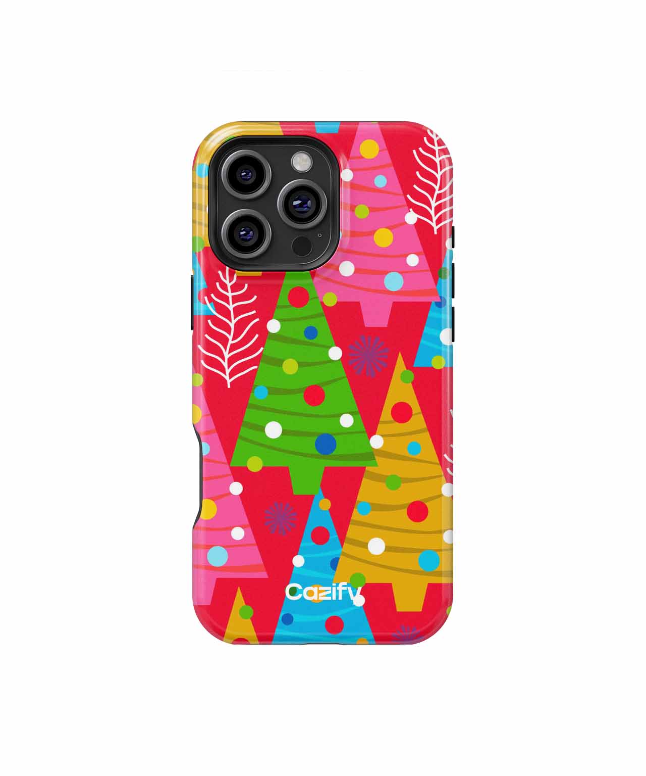 Whimsical Christmas Trees Dance on Red iPhone case Case Cazify - Delivery Canada