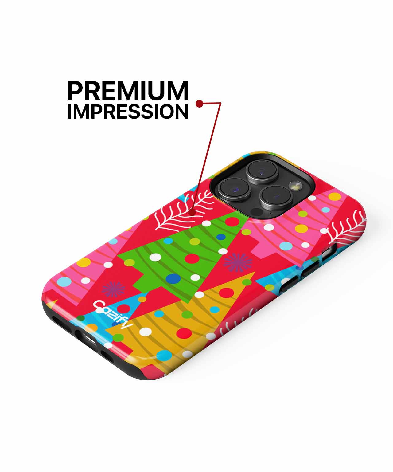 Whimsical Christmas Trees Dance on Red iPhone case Case Cazify - Delivery Canada