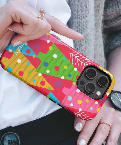 Whimsical Christmas Trees Dance on Red iPhone case Case Cazify - Delivery Canada