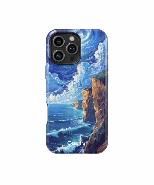 Whimsical Ocean View with Twirling Clouds iPhone case Case Cazify - Delivery Canada