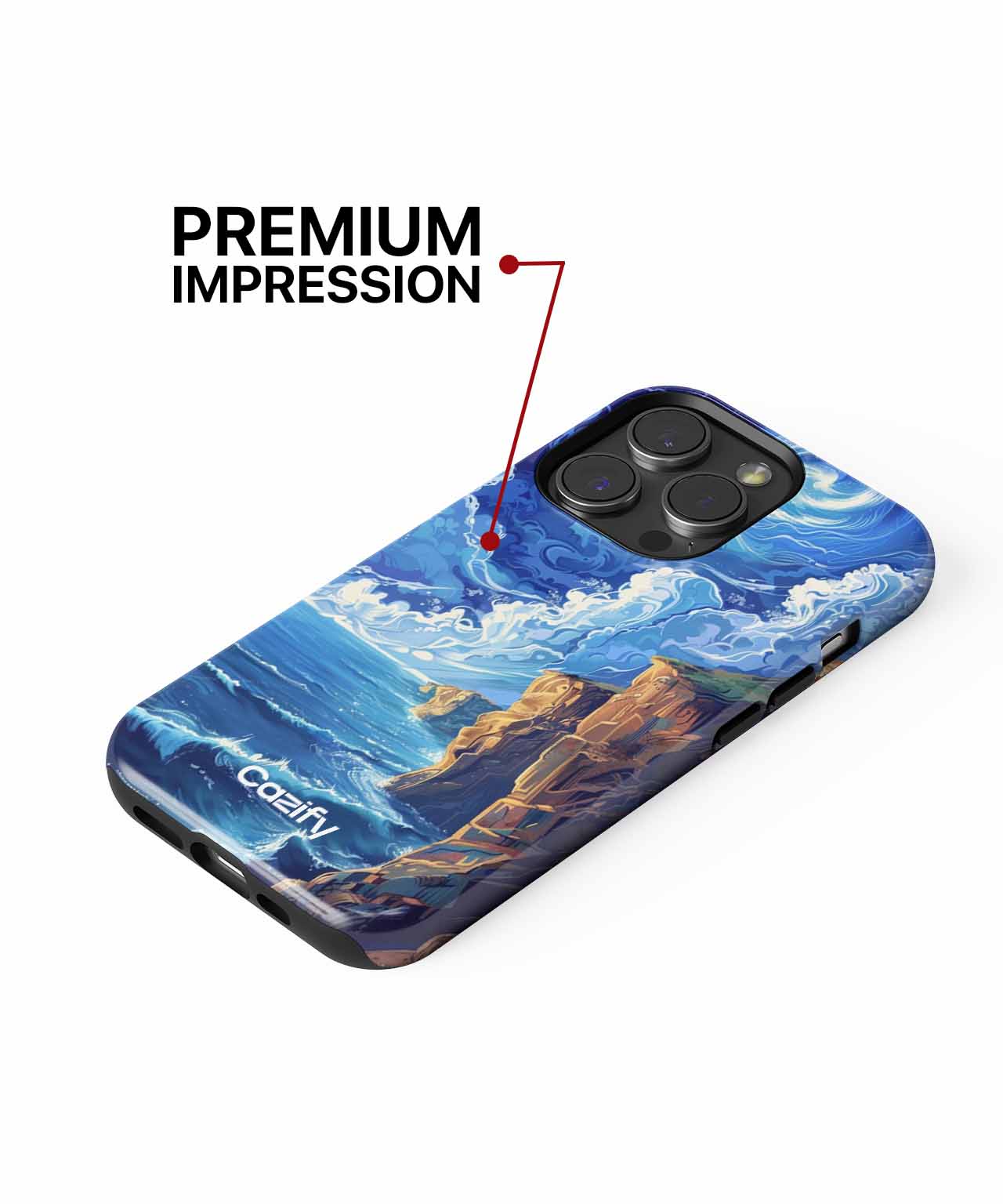 Whimsical Ocean View with Twirling Clouds iPhone case Case Cazify - Delivery Canada