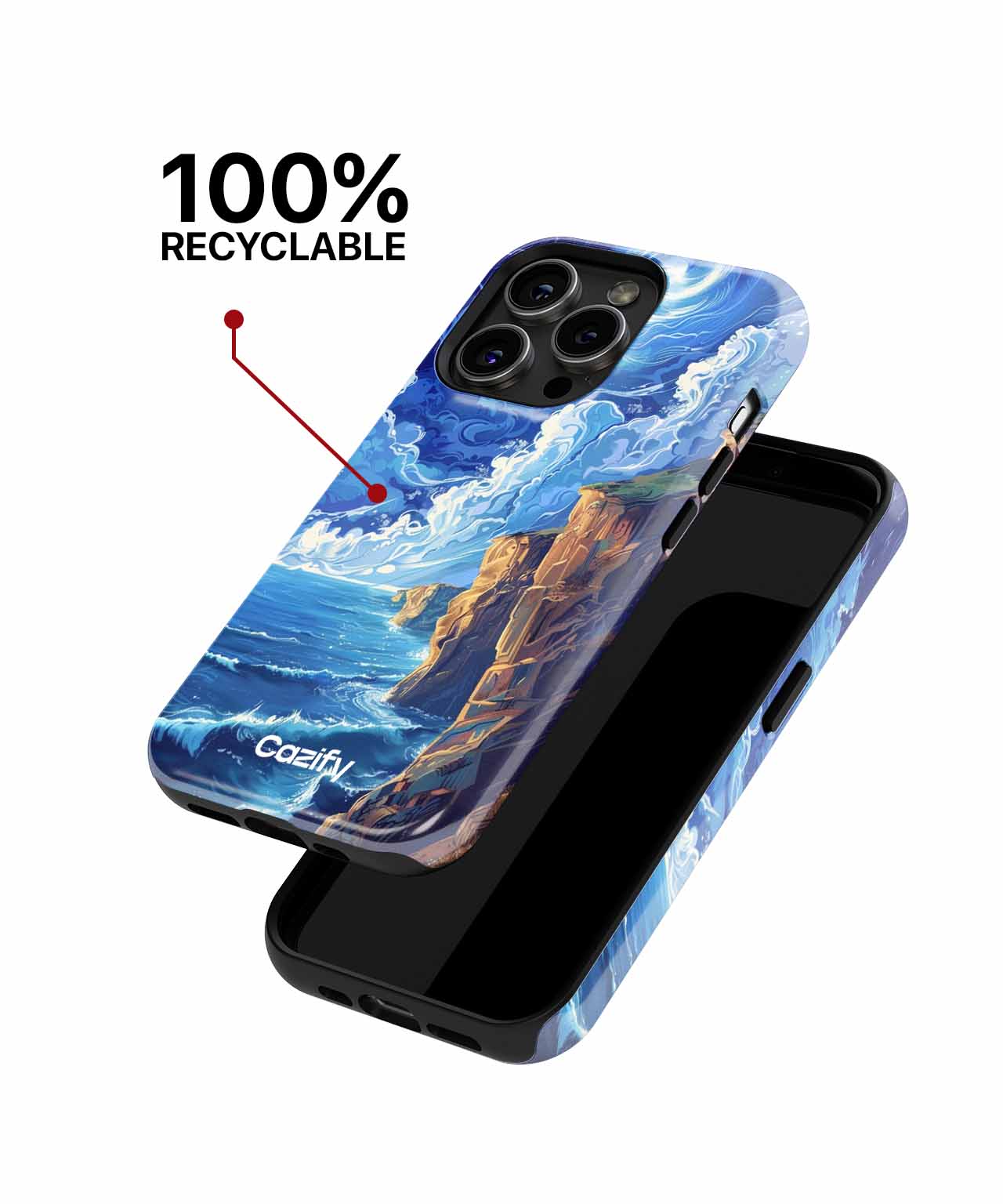 Whimsical Ocean View with Twirling Clouds iPhone case Case Cazify - Delivery Canada