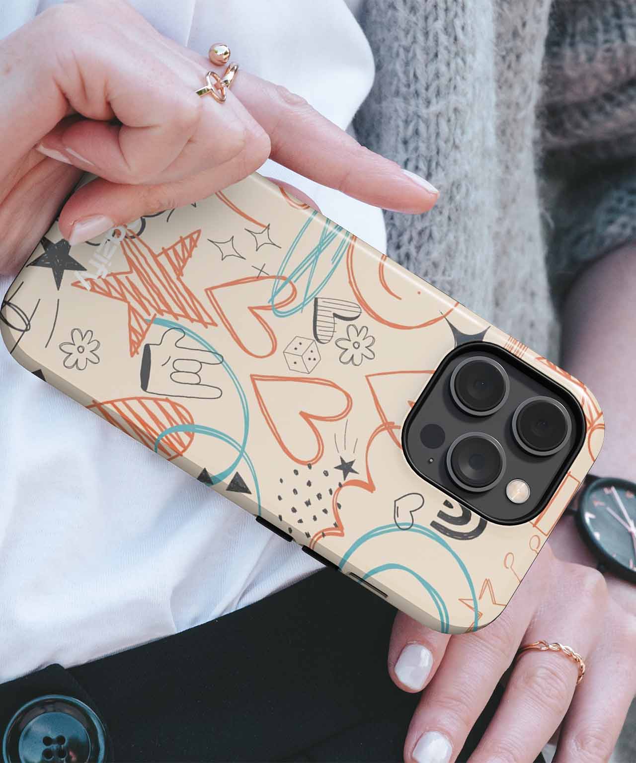 Whimsical Scribbles of Joyful Shapes iPhone case Case Cazify - Delivery Canada