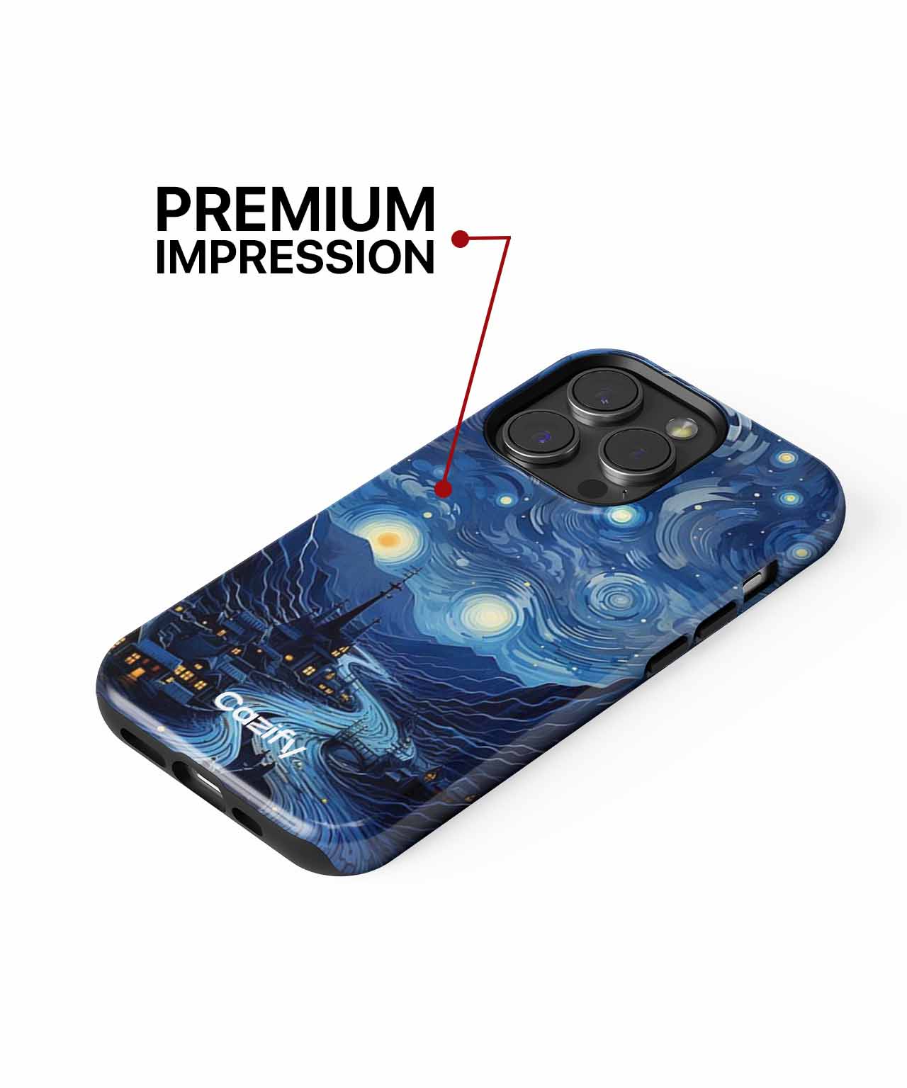 Whimsical starry night village scene iPhone case Case Cazify - Delivery Canada