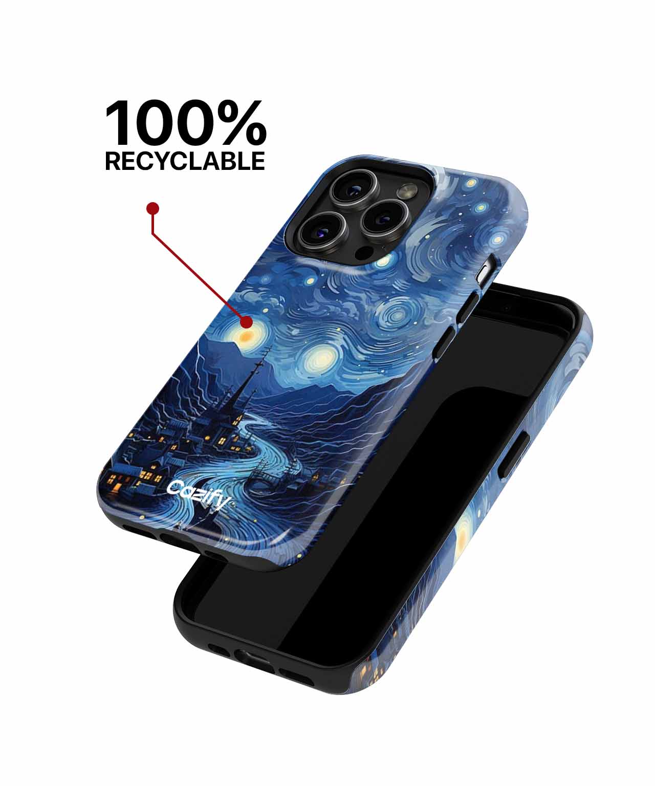 Whimsical starry night village scene iPhone case Case Cazify - Delivery Canada