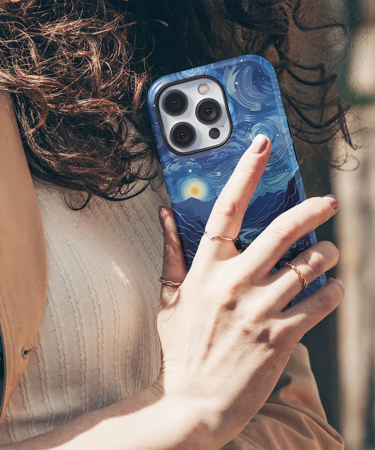 Whimsical starry night village scene iPhone case Case Cazify - Delivery Canada