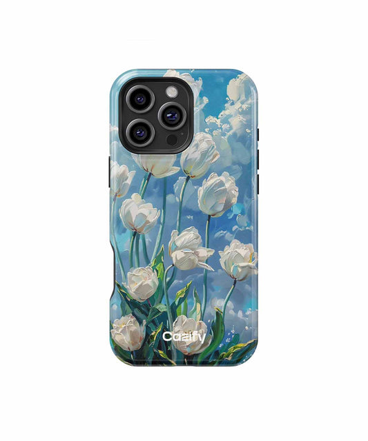 Whimsical White Tulips Under Blue Skies iPhone case Case Cazify - Delivery Canada