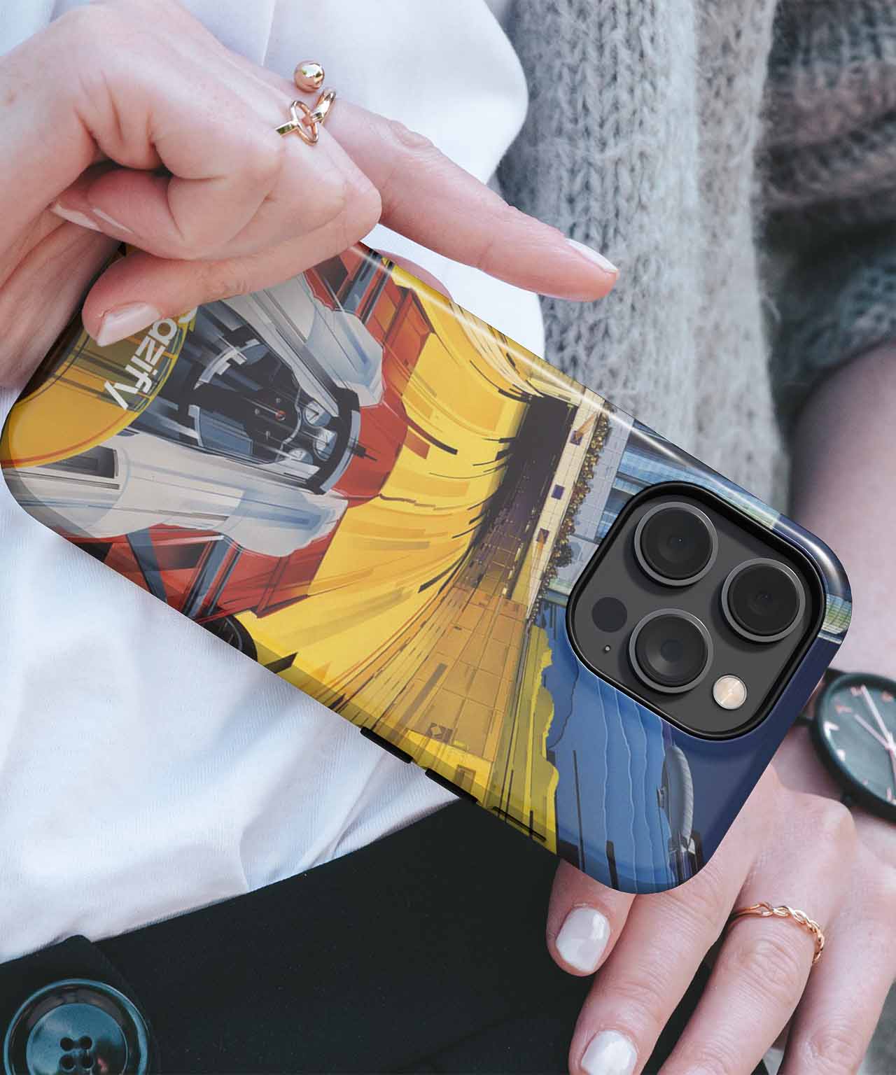 Zooming Through the Cityscape Adventure iPhone case Case Cazify - Delivery Canada
